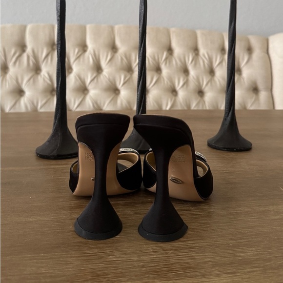 Tony Bianco Montana Mule Black Satin Open Pointed Toe Crystal Bow size 5 - Picture 4 of 8